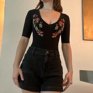 Floral Embroidered Bodysuit